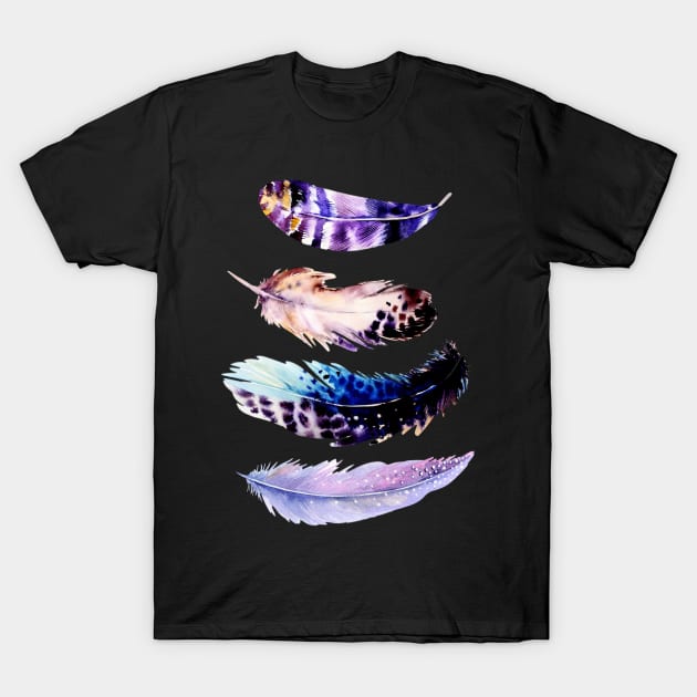 Beautiful Bird Feathers Pretty Colorful Feather Lover Gift T-Shirt by twizzler3b